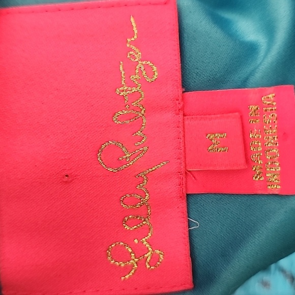 Lilly Pulitzer Alfie Silk Metallic Teal Bay Mini Dress Romper Long Sleeve Sz M - Picture 16 of 16